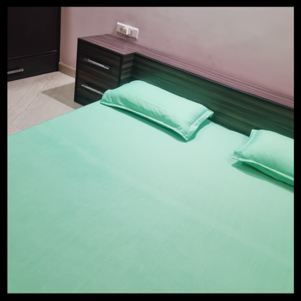 Light Neon green solid hosiery fitted bedsheet with same pillow covers