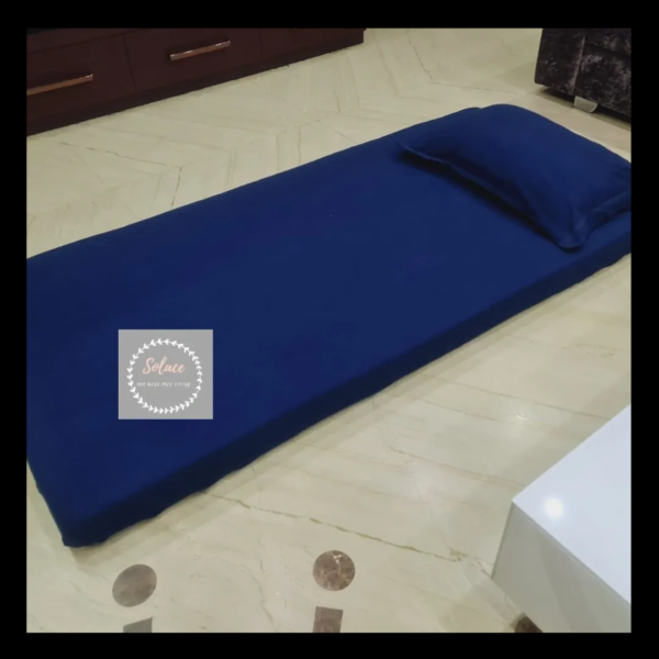 Prussian blue hosiery fitted bedsheet with same pillow cover