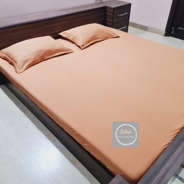 Sunrise solid hosiery fitted bedsheet with same pillow covers