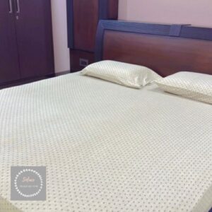 Beige printed hosiery premium bedsheet with same pillow covers