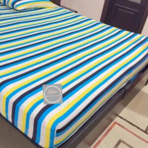 Premium Multicolor stripes hosiery bedsheet with same pillow covers