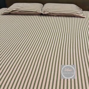 Premium Pink Brown stripes hosiery bedsheet with same pillow covers