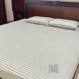 Premium Grey Black stripes hosiery bedsheet with same pillow covers