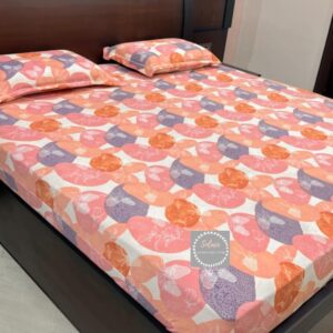 Classic Peach printed hosiery bedsheets with same pillow covers