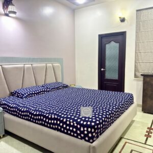 Classic Dark blue kids printed pure cotton hosiery stretchable fabric bedsheet with same pillow covers