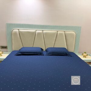 Premium printed navy blue pure cotton hosiery bedsheet