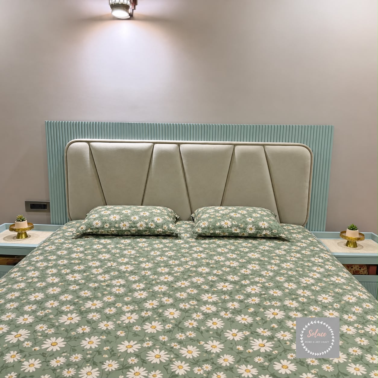 Premium green floral pure cotton hosiery bedsheet